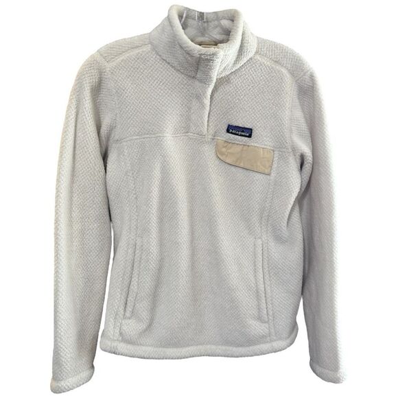 Patagonia Womens Vintage Re-Tool Snap-T Pullover Fleece Jacket White Beige Small - Picture 2 of 13